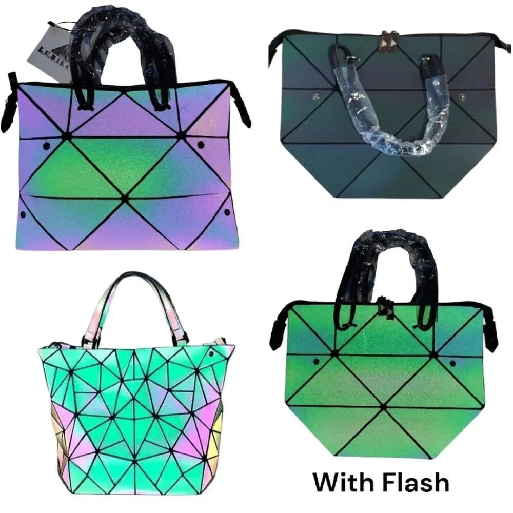 Lumikay Original Geo Holographic‎ Multicolor Satchel Purse Hand Bag NWT